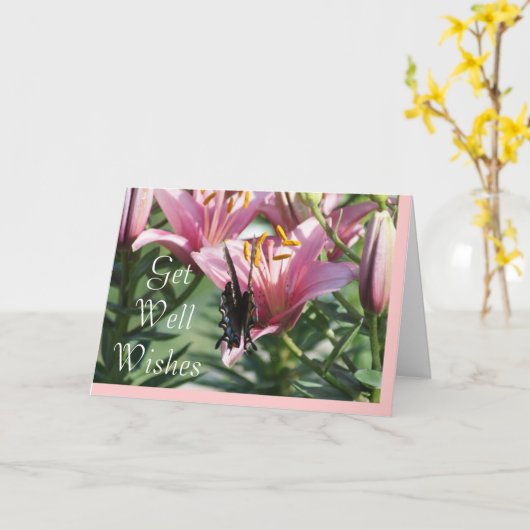 藤色ユリのBlkのアゲハチョウは大事な行事を作ります カード (黄色い花)