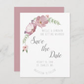 藤色草原|の保存日付カード セーブザデート (正面/裏面)