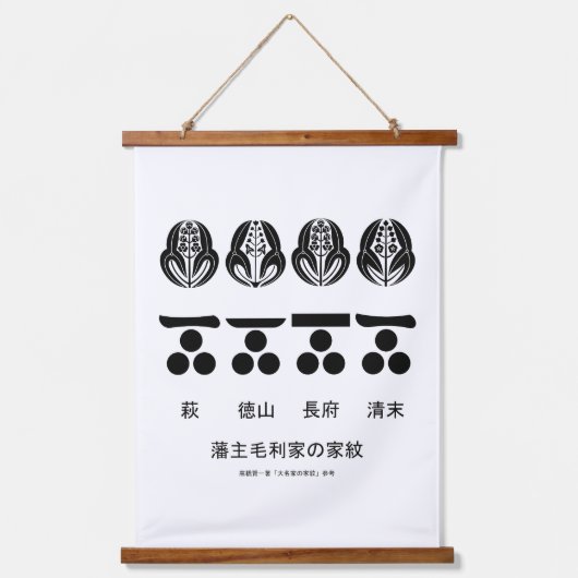 藩主毛利家の定紋と替紋 吊り下げ型タペストリー (正面)