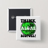 藻の生物燃料を考えて下さい! 缶バッジ (正面&裏面)