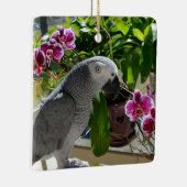 蘭とアフリカの灰色のオウム セラミックオーナメント (右)