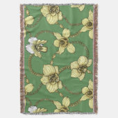 蘭とチェーン、黄色とケリーグリーン スローブランケット (正面縦)