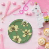 蘭とチェーン、黄色とケリーグリーン ペーパープレート (パーティー)