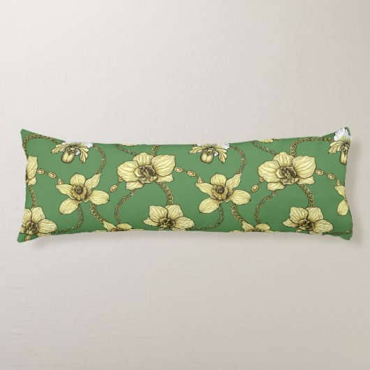 蘭とチェーン、黄色とケリーグリーン ボディピロー (正面)