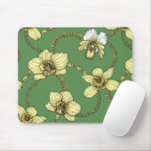 蘭とチェーン、黄色とケリーグリーン マウスパッド (マウス)