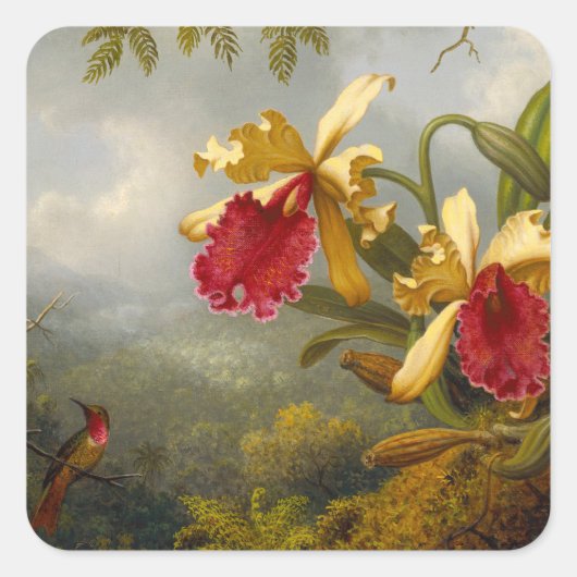 蘭とハミングバードヘード スクエアシール (正面)