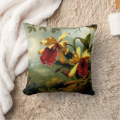 蘭とハミングバード、植物芸術 クッション (ブランケット)