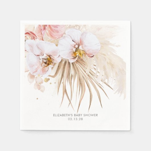 蘭とパンパスグラスボエレガントホ スタンダードカクテルナプキン (正面)