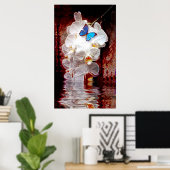 蘭と蝶のプリント ポスター (ホームオフィス)