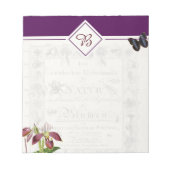 蘭と蝶の植物のメモ帳 ノートパッド (正面)