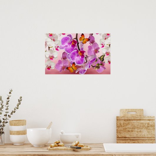 蘭と蝶ポスター ポスター (キッチン)