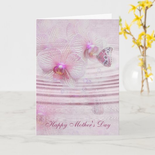 蘭と蝶 カード (黄色い花)