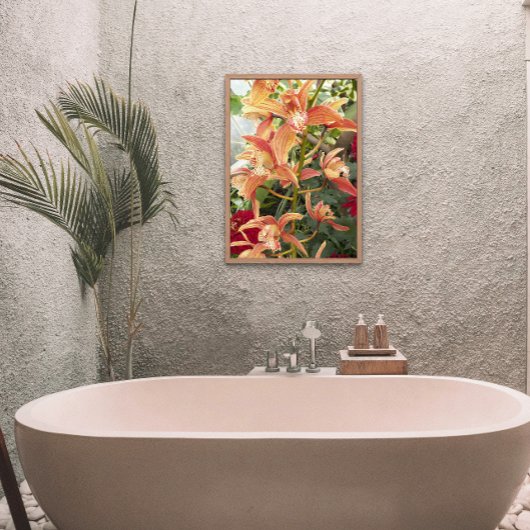 蘭と赤い菊のフローラ フォトプリント           