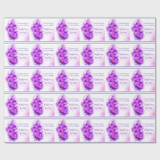 蘭によって様式化される紫色によって示される結婚式の覆い ラッピングペーパー (フラット)
