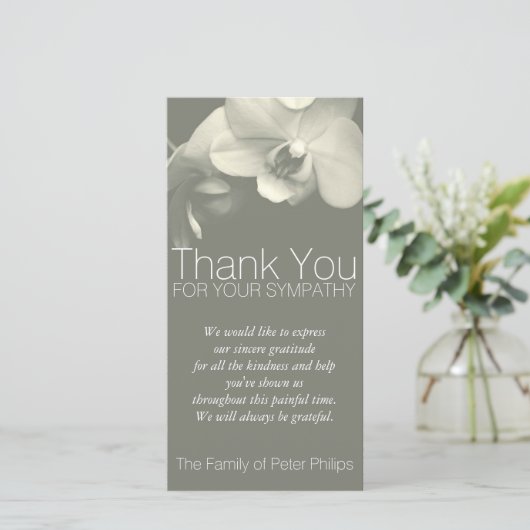 蘭のカキの悔やみや弔慰は写真カード感謝していしています サンキューカード (スタンド正面)