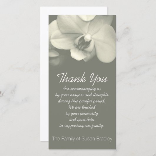 蘭のカキの悔やみや弔慰は写真カード1感謝していしています サンキューカード (正面/裏面)