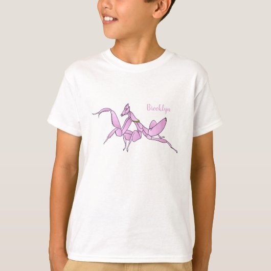 蘭のカマキリのキャラクターイラスト Tシャツ (正面)