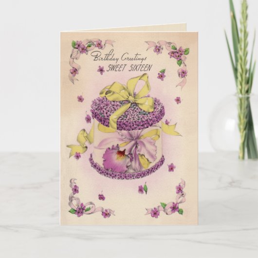 蘭のコサージュのSweet sixteen 招待状 (正面)