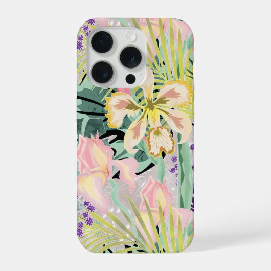 蘭のトロピカル柄 iPhoneケース (裏面)