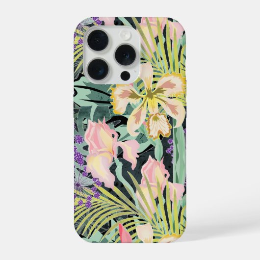 蘭のトロピカル柄 iPhoneケース (裏面)