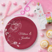 蘭のフローラモダン赤のエレガントな結婚式 ペーパープレート (パーティー)