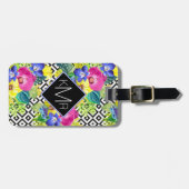 蘭のベゴニアおよびシュロの葉|のモノグラム ラゲッジタグ (正面横)