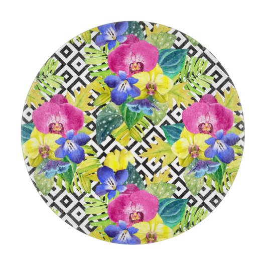 蘭のベゴニアおよびシュロの葉 カッティングボード (正面)