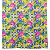 蘭のベゴニアおよびシュロの葉 シャワーカーテン (正面)