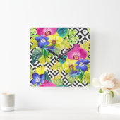 蘭のベゴニアおよびシュロの葉 スクエア壁時計 (ホーム)