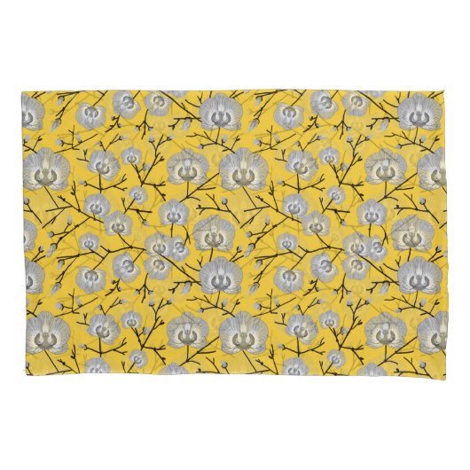 蘭のマスタードパターン 枕カバー (正面)
