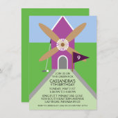 蘭のミニゴルフの風車の誕生会 招待状 (正面/裏面)