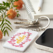 蘭のレイのアロハ水彩画Keychain キーホルダー (正面右)