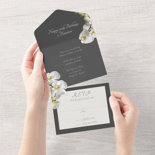 蘭の女の誕生日パーティー オールインワン招待状 (貼ってはがせる)