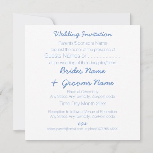 蘭の安価な結婚式はセットのキットを包みます 招待状 (裏面)