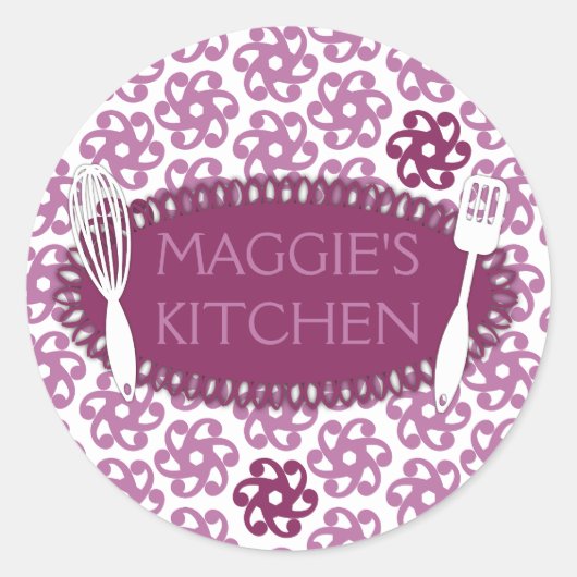 蘭の幾何学的な花ウィスク料理ベーキング ラウンドシール (正面)