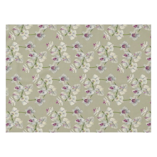 蘭の植物の水彩画の絵画パターン テーブルクロス (正面(横))