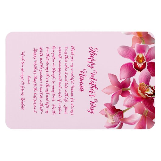 蘭の母の日ありがとうピンクのメッセージ マグネット (横)
