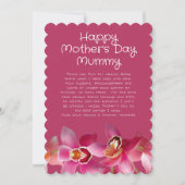 蘭の母の日サンキューピンクのメッセージカード 招待状 (正面)