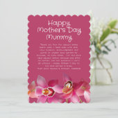 蘭の母の日サンキューピンクのメッセージカード 招待状 (スタンド正面)