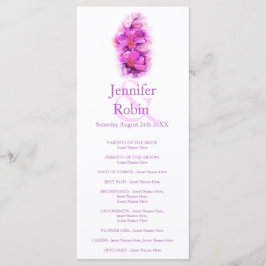 蘭の水彩紫ピンクの結婚式のプログラムカード プログラム
