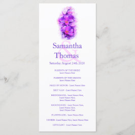 蘭の水彩紫色の結婚式のプログラムラックカード プログラム