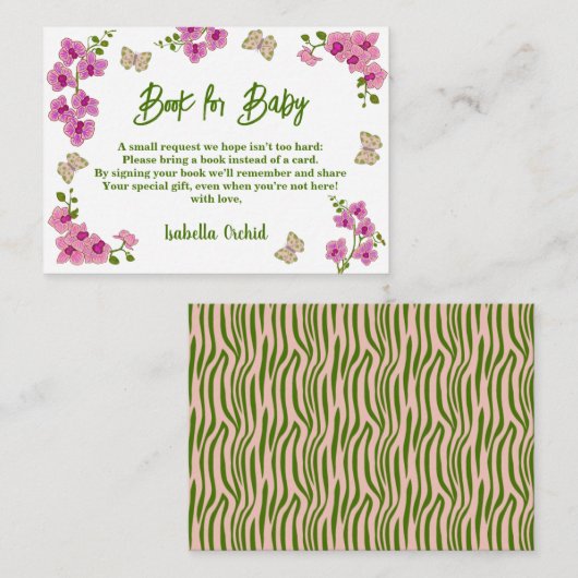 蘭の熱帯紫ピンクギフトブックベビー エンクロージャーカード (正面/裏面)