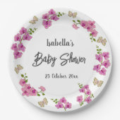 蘭の熱帯蝶の紫ピンク ペーパープレート (正面)