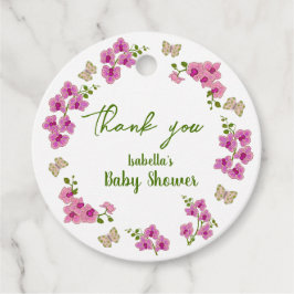 蘭の熱帯蝶の紫ピンベビーシャワー フェイバータグ