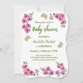 蘭の熱帯蝶の赤ちゃんシャワー 招待状 (正面)