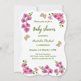 蘭の熱帯蝶の赤ちゃんシャワー 招待状