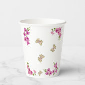蘭の熱帯蝶ウェルカムベビーシャワー 紙コップ (裏面)