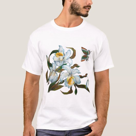 蘭の白い花束透明な背景 Tシャツ (正面)