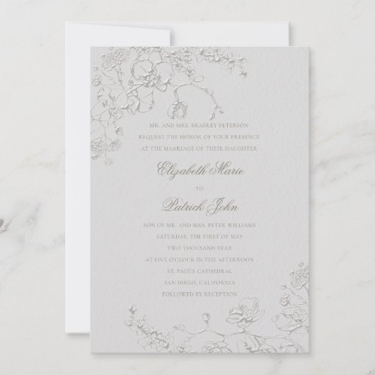 蘭の空想アイボリーフォーマル伝統的結婚の 招待状 (正面)