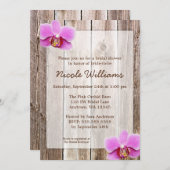 蘭の素朴な納屋木ブライダルシャワー 招待状 (正面/裏面)